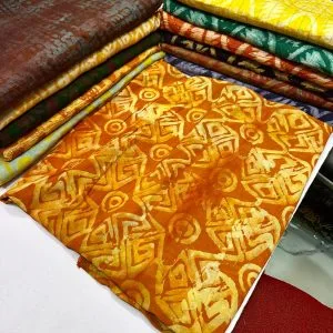 Yellow African Adire Crepe Fabric